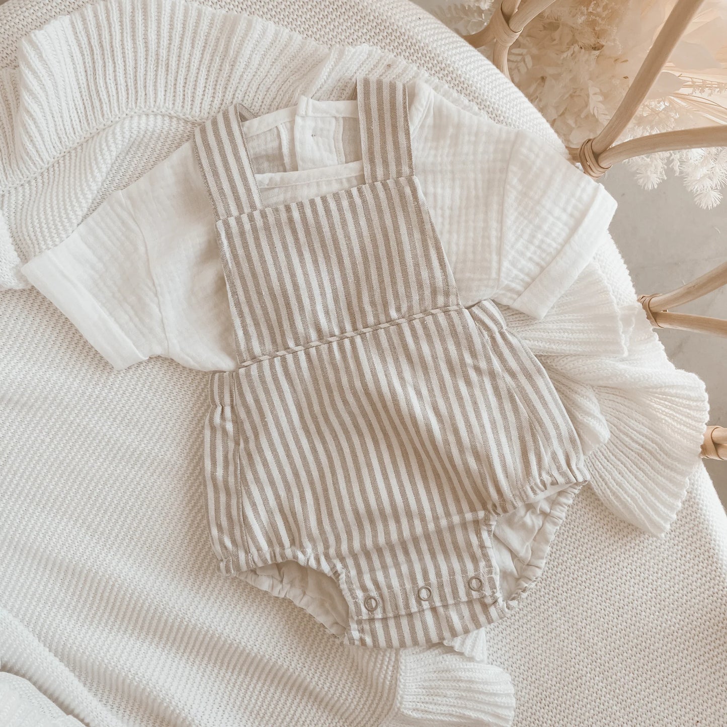 Sand Stripe Cross Back Romper