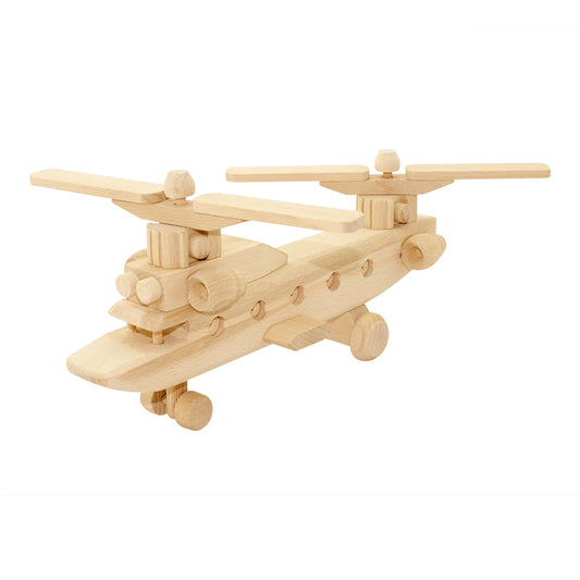 Wooden Helicopter Twin Rotors Hunter