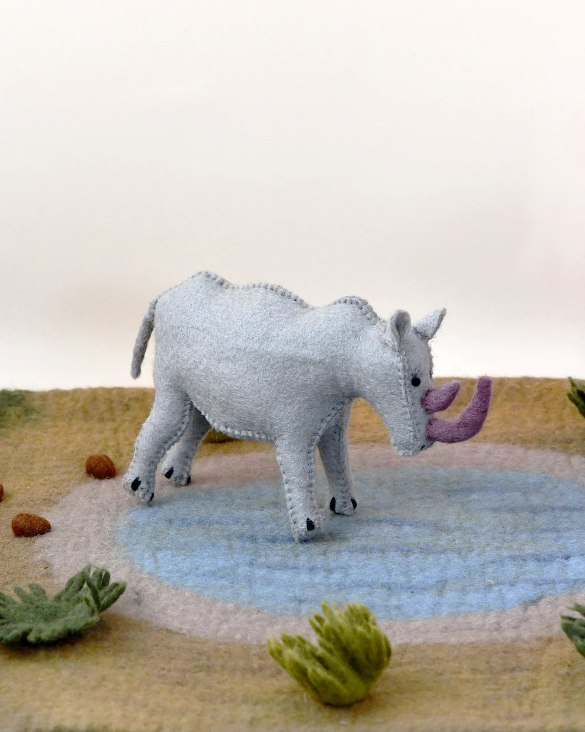 Felt Rhinoceros Soft Toy for Safari Play (New)