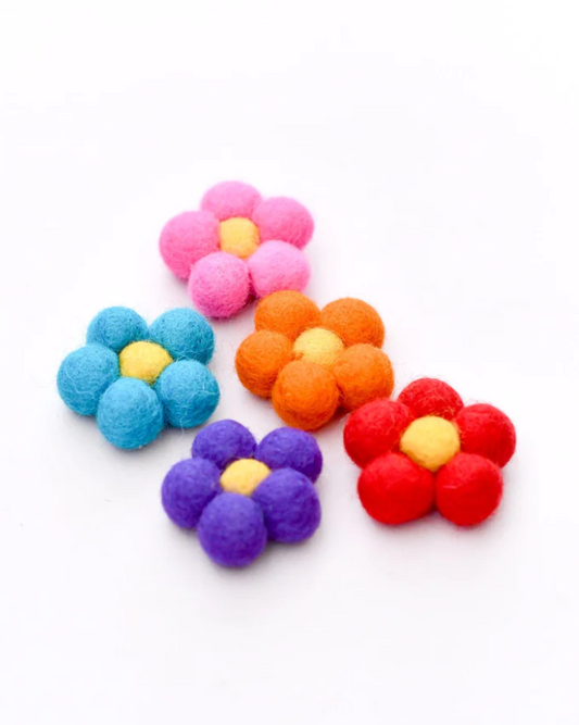 Felt Daisy Flowers Bright Colours - Set of 5