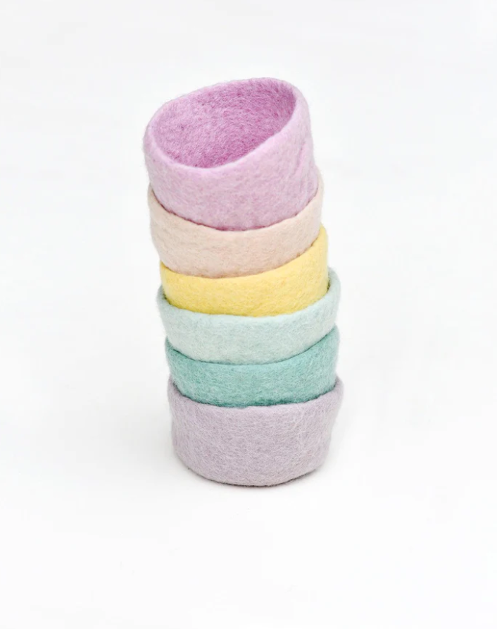 Felt Pastel Bowls Big - Set of 6