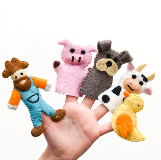 Old MacDonald Farm Animals Finger Puppet Set - Assorted