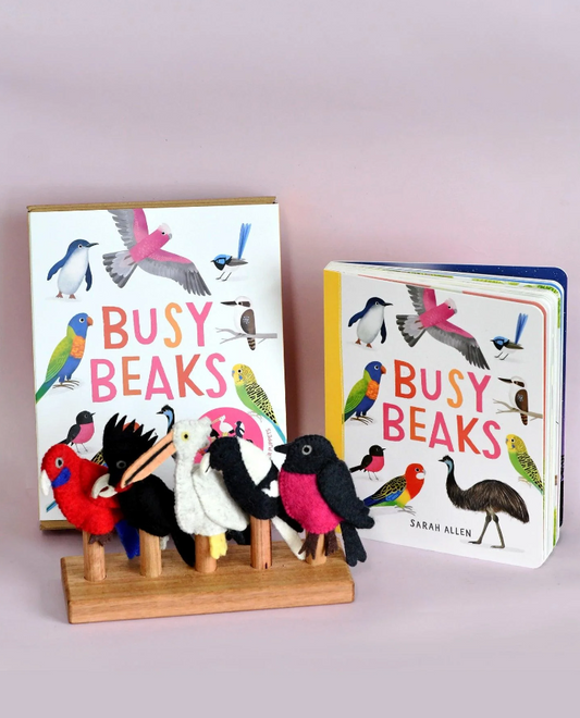 Busy Beaks Finger Puppet and Book Set by Sarah Allen