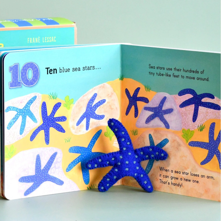 Australia Under the Sea 1,2,3 by Frane' Lessac Book & Finger Puppet Set