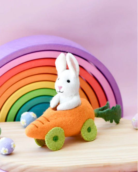 Felt Rabbit with Carrot Car