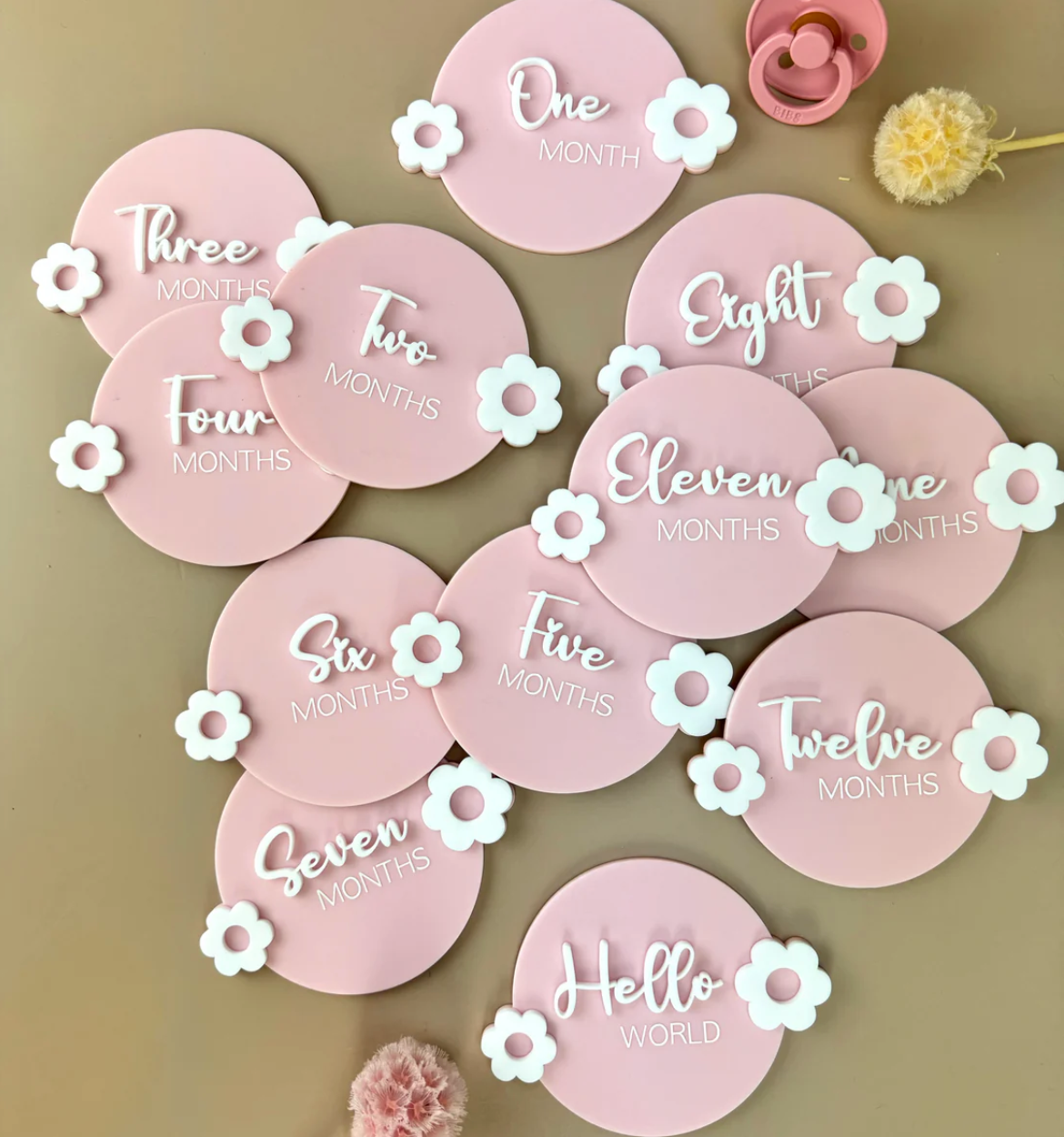 Flower Pink Milestone Disc Set