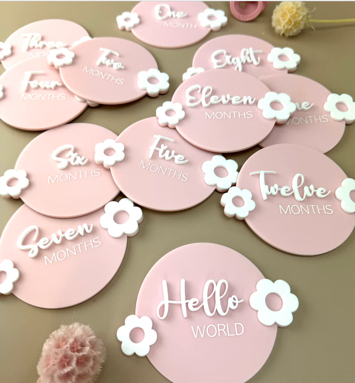 Flower Pink Milestone Disc Set