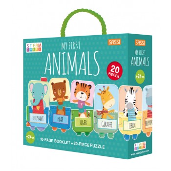 My First Animals Train Puzzle and Book Set