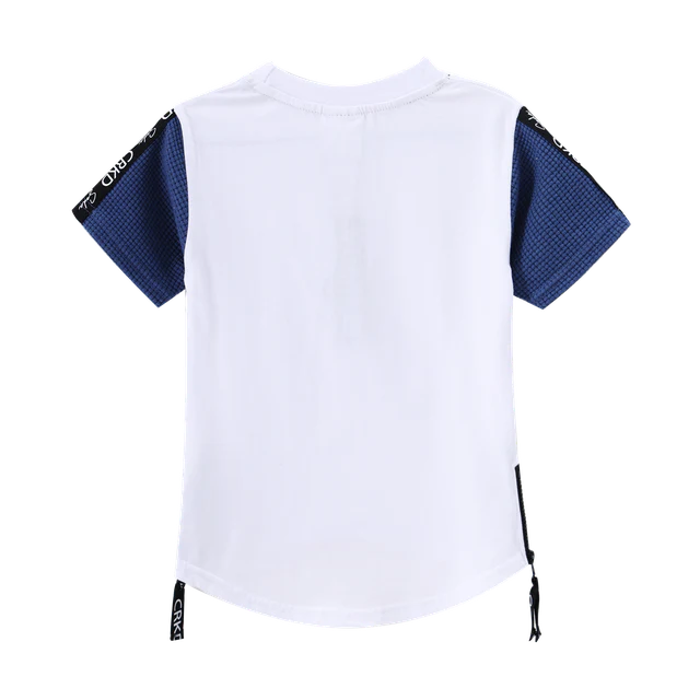 Bentley Embossed Tee White/Denim Blue