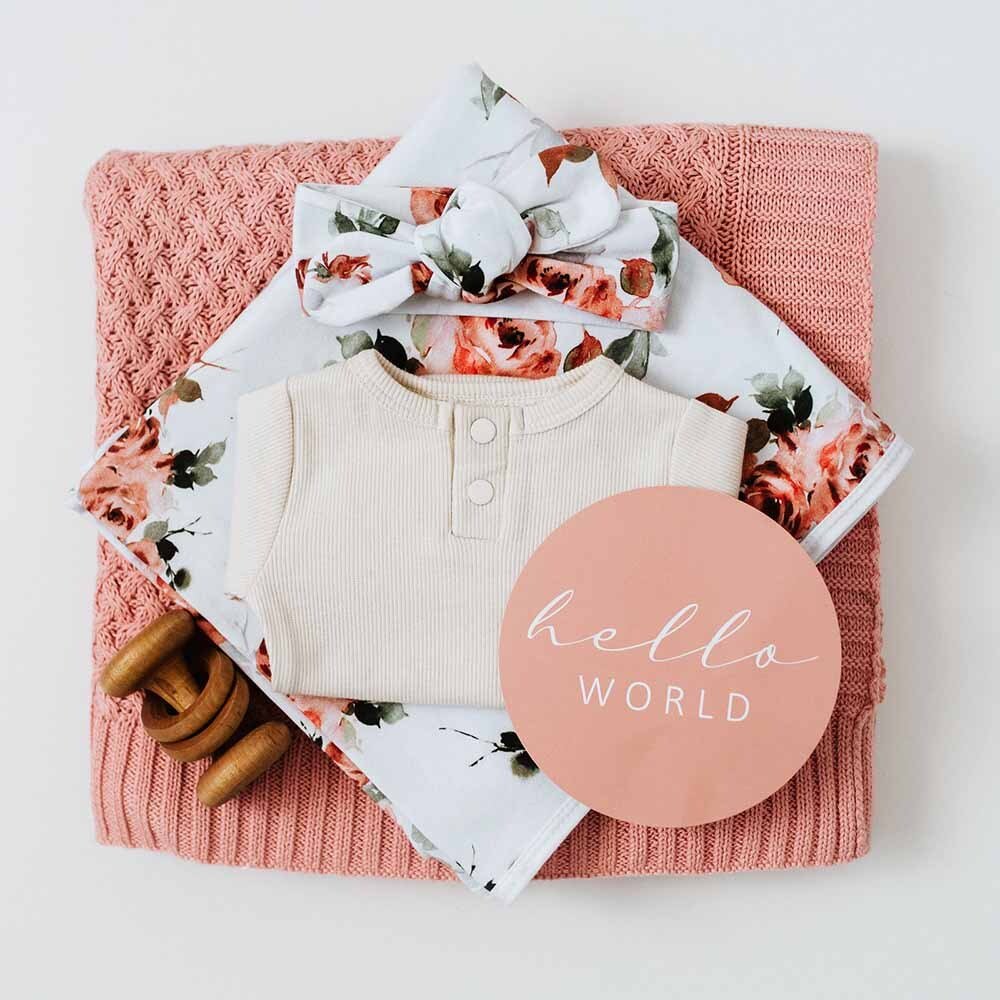 Rosebud Baby Jersey Wrap & Topknot Set